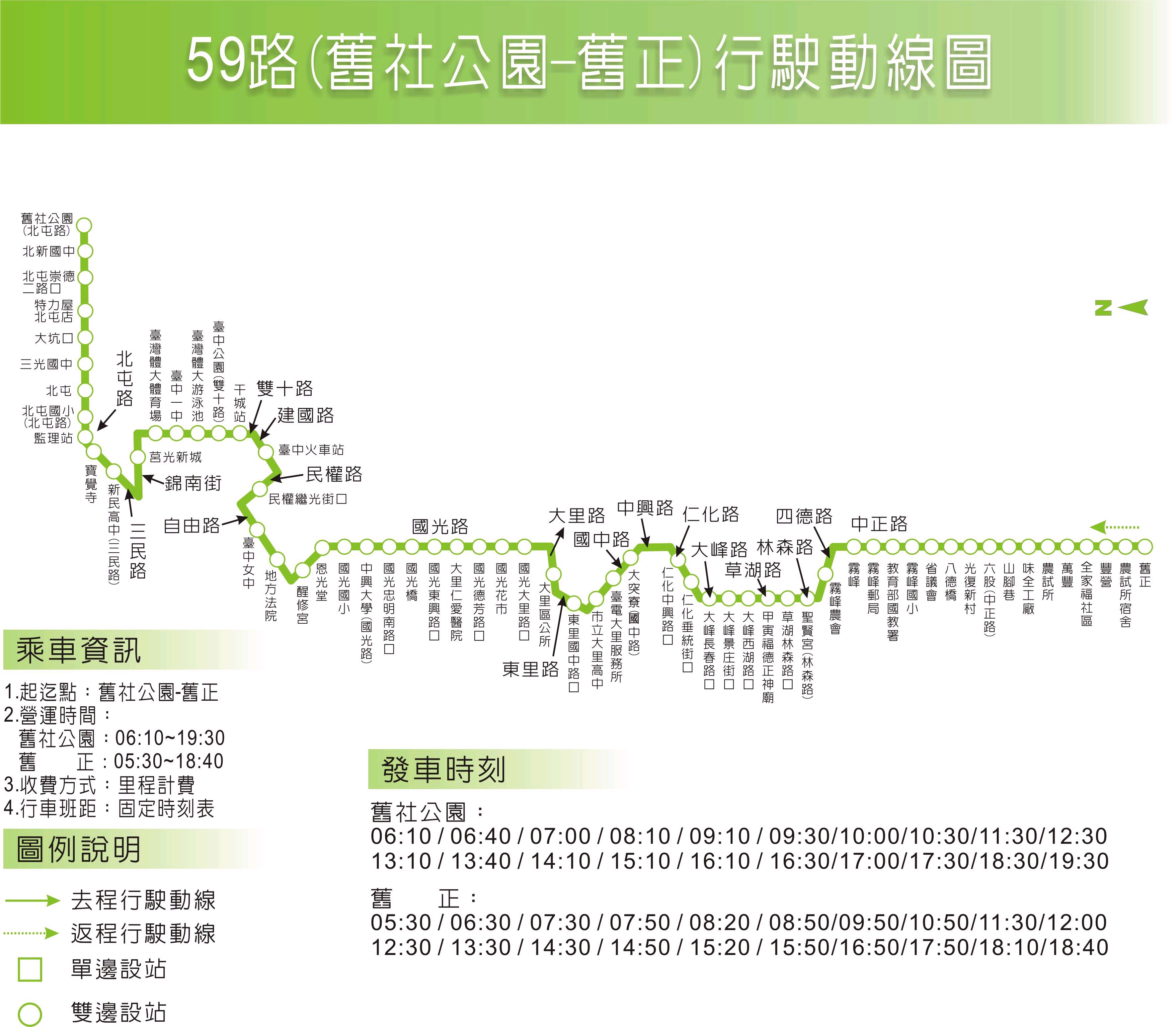59路 舊社公園-舊正公車路線圖